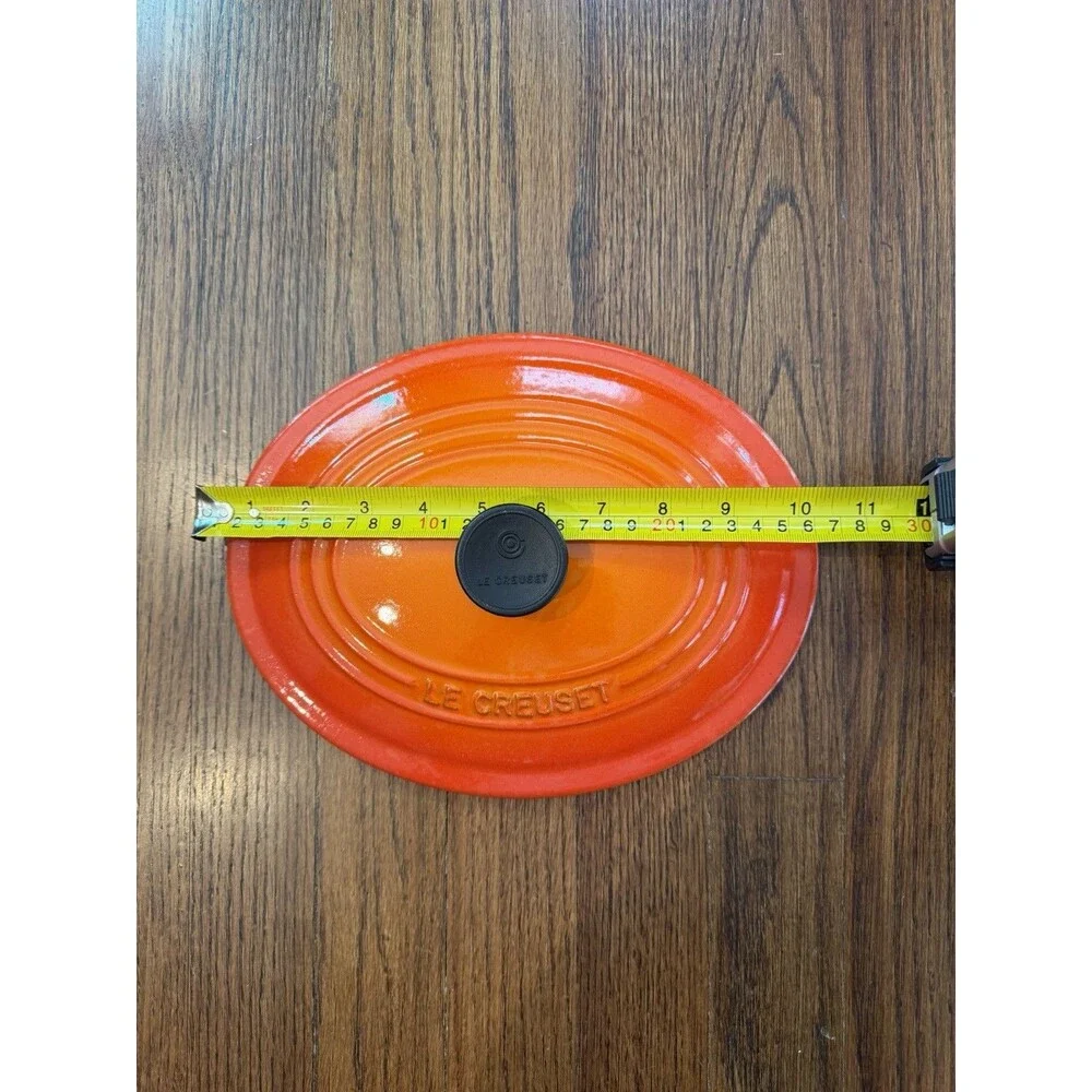 Le Creuset #25 Oval Dutch Oven Lid Flame Orange Cast Iron France